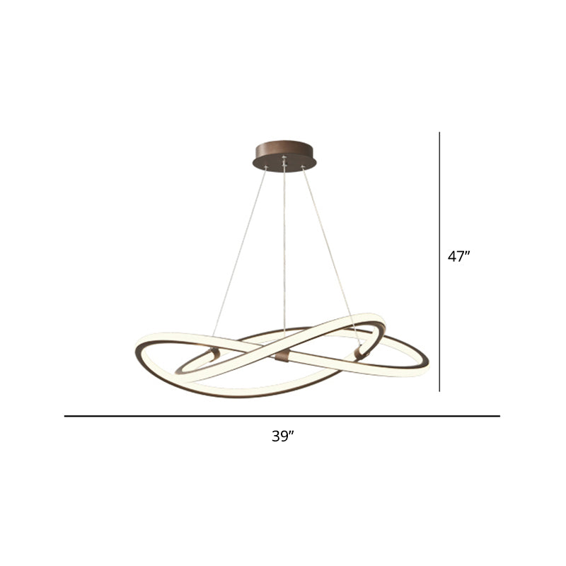 Minimalist Twist Shaped LED Pendant Lamp Aluminum Living Room Chandelier Lighting Fixture Brown 39.5" Clearhalo 'Ceiling Lights' 'Chandeliers' 'Modern Chandeliers' 'Modern' Lighting' 2293923