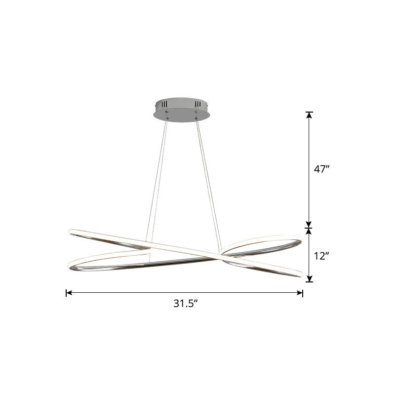 Aluminum Twist Hanging Lamp Artistic LED Chandelier Pendant Light over Dining Table Chrome 31.5" Clearhalo 'Ceiling Lights' 'Chandeliers' 'Modern Chandeliers' 'Modern' Lighting' 2293930