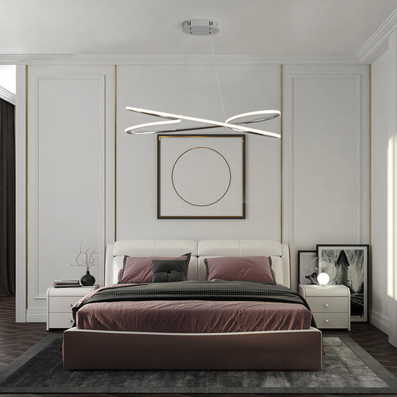 Aluminum Twist Hanging Lamp Artistic LED Chandelier Pendant Light over Dining Table Clearhalo 'Ceiling Lights' 'Chandeliers' 'Modern Chandeliers' 'Modern' Lighting' 2293931