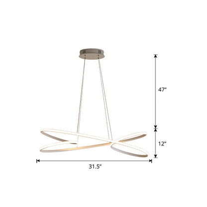 Aluminum Twist Hanging Lamp Artistic LED Chandelier Pendant Light over Dining Table White 31.5" Clearhalo 'Ceiling Lights' 'Chandeliers' 'Modern Chandeliers' 'Modern' Lighting' 2293936