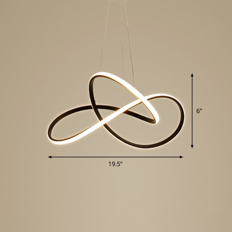 Minimalistic LED Chandelier Light Fixture Black Curve Pendant Lighting with Acrylic Shade Black 19.5" Third Gear Clearhalo 'Ceiling Lights' 'Chandeliers' 'Modern Chandeliers' 'Modern' Lighting' 2293938