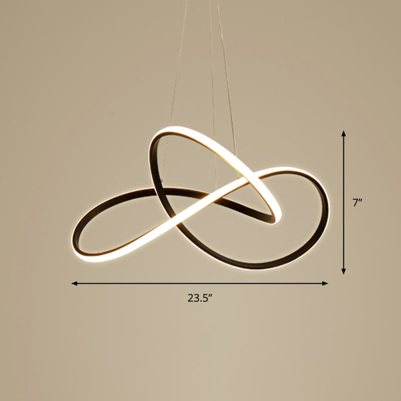 Minimalistic LED Chandelier Light Fixture Black Curve Pendant Lighting with Acrylic Shade Black 23.5" Third Gear Clearhalo 'Ceiling Lights' 'Chandeliers' 'Modern Chandeliers' 'Modern' Lighting' 2293939