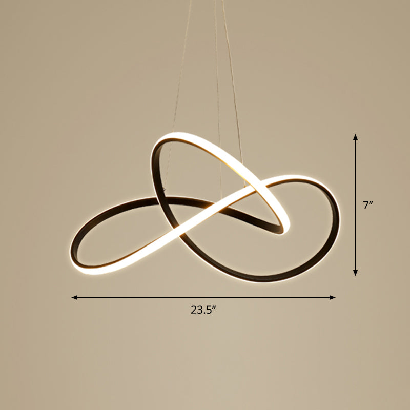 Minimalistic LED Chandelier Light Fixture Black Curve Pendant Lighting with Acrylic Shade Black 23.5" Natural Clearhalo 'Ceiling Lights' 'Chandeliers' 'Modern Chandeliers' 'Modern' Lighting' 2293941