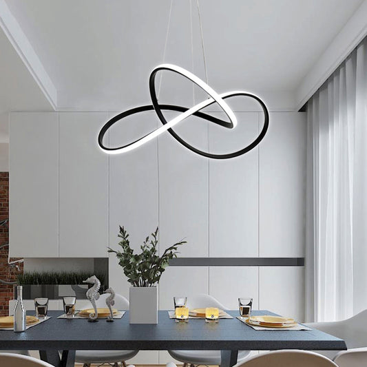 Minimalistic LED Chandelier Light Fixture Black Curve Pendant Lighting with Acrylic Shade Clearhalo 'Ceiling Lights' 'Chandeliers' 'Modern Chandeliers' 'Modern' Lighting' 2293942