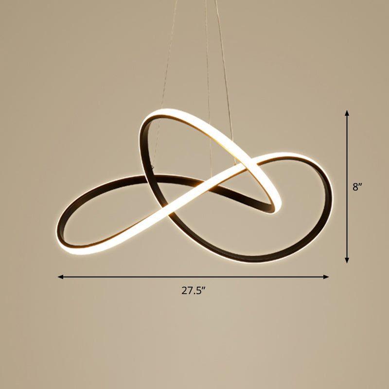 Minimalistic LED Chandelier Light Fixture Black Curve Pendant Lighting with Acrylic Shade Black 27.5" Natural Clearhalo 'Ceiling Lights' 'Chandeliers' 'Modern Chandeliers' 'Modern' Lighting' 2293943
