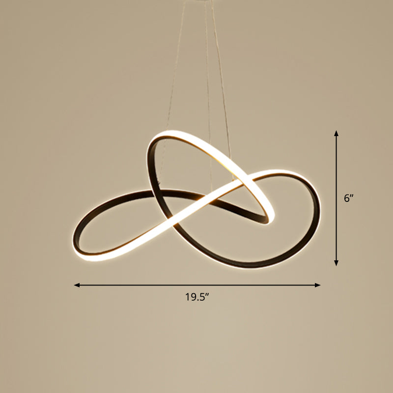 Minimalistic LED Chandelier Light Fixture Black Curve Pendant Lighting with Acrylic Shade Black 19.5" Natural Clearhalo 'Ceiling Lights' 'Chandeliers' 'Modern Chandeliers' 'Modern' Lighting' 2293945