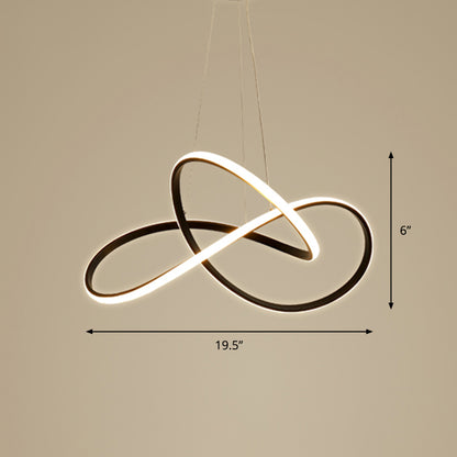 Minimalistic LED Chandelier Light Fixture Black Curve Pendant Lighting with Acrylic Shade Black 19.5" Natural Clearhalo 'Ceiling Lights' 'Chandeliers' 'Modern Chandeliers' 'Modern' Lighting' 2293945