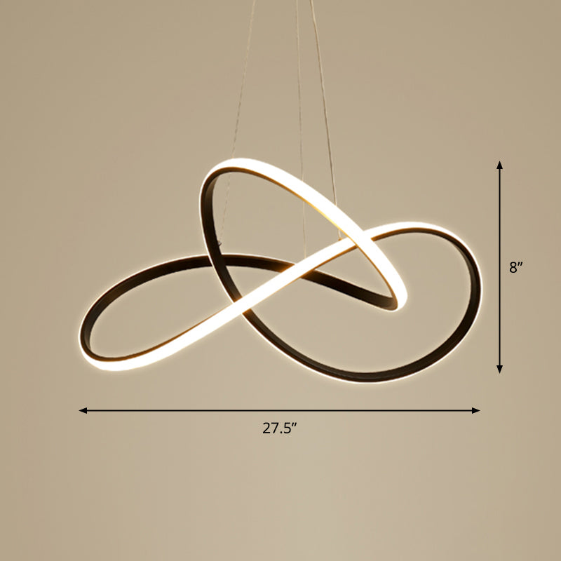 Minimalistic LED Chandelier Light Fixture Black Curve Pendant Lighting with Acrylic Shade Black 27.5" Third Gear Clearhalo 'Ceiling Lights' 'Chandeliers' 'Modern Chandeliers' 'Modern' Lighting' 2293946