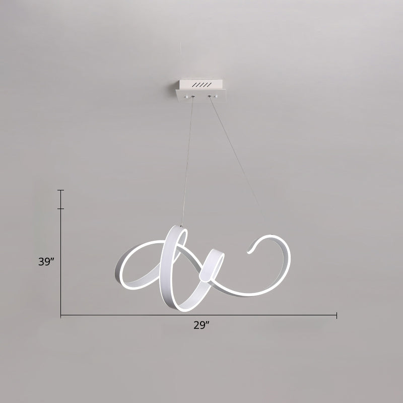 White Twisted LED Ceiling Chandelier Modern Aluminum Hanging Light Fixture for Restaurant White 29" White Clearhalo 'Ceiling Lights' 'Chandeliers' 'Modern Chandeliers' 'Modern' Lighting' 2293948