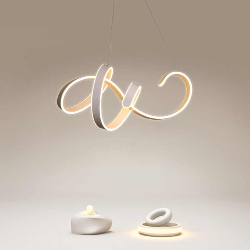 White Twisted LED Ceiling Chandelier Modern Aluminum Hanging Light Fixture for Restaurant Clearhalo 'Ceiling Lights' 'Chandeliers' 'Modern Chandeliers' 'Modern' Lighting' 2293950