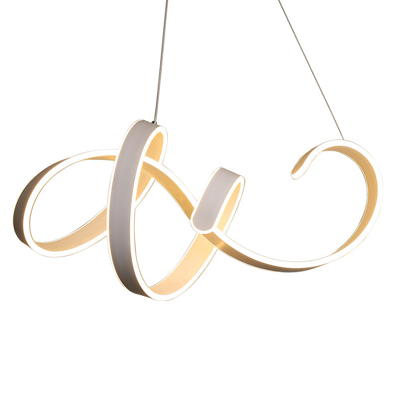 White Twisted LED Ceiling Chandelier Modern Aluminum Hanging Light Fixture for Restaurant Clearhalo 'Ceiling Lights' 'Chandeliers' 'Modern Chandeliers' 'Modern' Lighting' 2293955