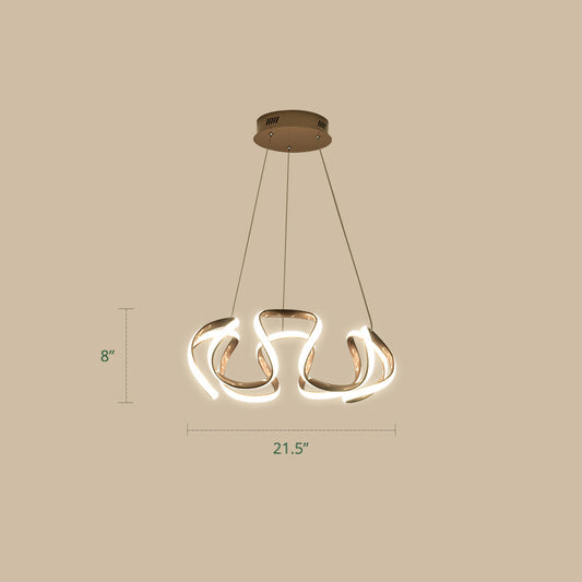 Gold Plated Curves LED Pendant Lamp Simplicity Acrylic Chandelier Light for Dining Room Gold Third Gear Clearhalo 'Ceiling Lights' 'Chandeliers' 'Modern Chandeliers' 'Modern' Lighting' 2293958