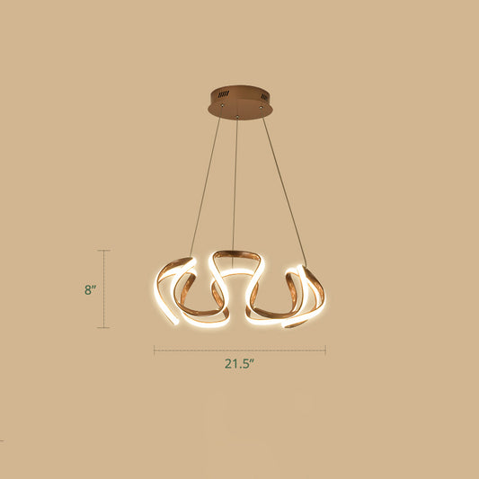 Gold Plated Curves LED Pendant Lamp Simplicity Acrylic Chandelier Light for Dining Room Gold Warm Clearhalo 'Ceiling Lights' 'Chandeliers' 'Modern Chandeliers' 'Modern' Lighting' 2293960