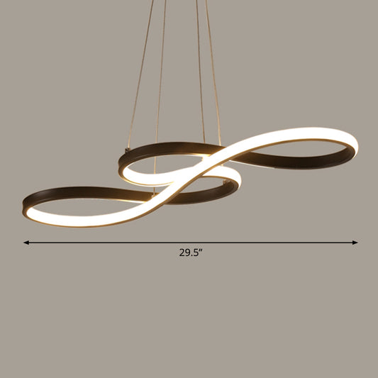 Musical Note Dining Room Chandelier Acrylic Art Deco LED Suspension Light in Black Black 29.5" Third Gear Clearhalo 'Ceiling Lights' 'Chandeliers' 'Modern Chandeliers' 'Modern' Lighting' 2293965