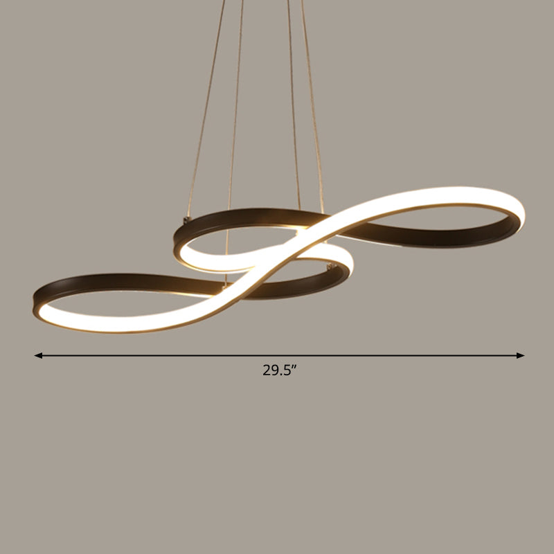 Musical Note Dining Room Chandelier Acrylic Art Deco LED Suspension Light in Black Black 29.5" White Clearhalo 'Ceiling Lights' 'Chandeliers' 'Modern Chandeliers' 'Modern' Lighting' 2293966