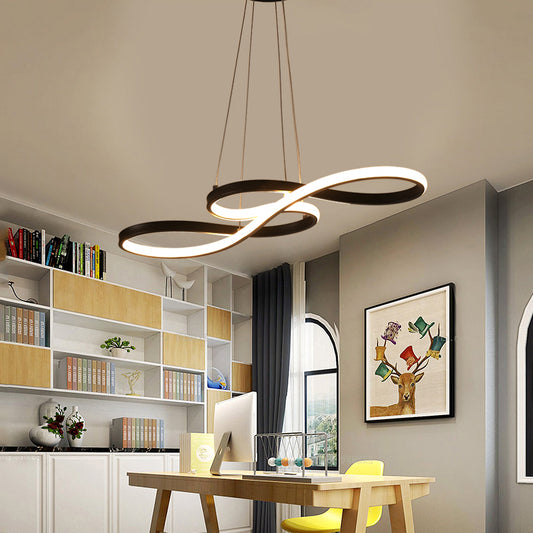 Musical Note Dining Room Chandelier Acrylic Art Deco LED Suspension Light in Black Clearhalo 'Ceiling Lights' 'Chandeliers' 'Modern Chandeliers' 'Modern' Lighting' 2293969