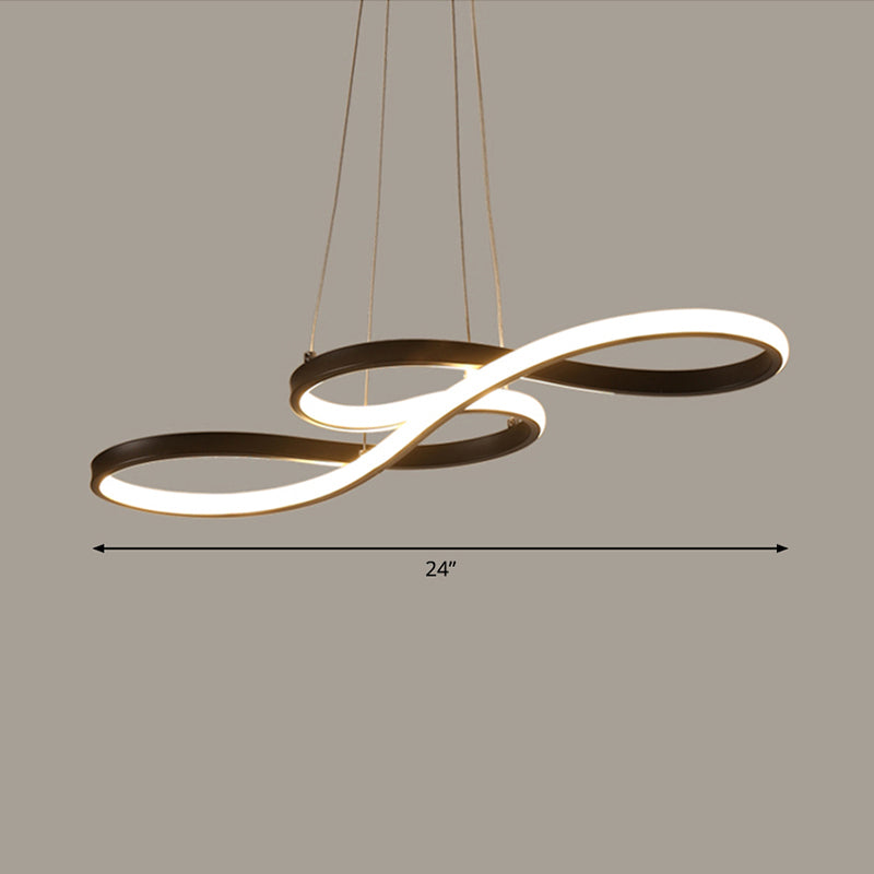 Musical Note Dining Room Chandelier Acrylic Art Deco LED Suspension Light in Black Black 24" Third Gear Clearhalo 'Ceiling Lights' 'Chandeliers' 'Modern Chandeliers' 'Modern' Lighting' 2293971