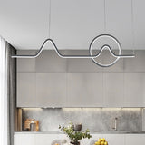 Artistic Sunrise Mountain Scenery Pendant Lighting Metal Dining Room LED Linear Island Light