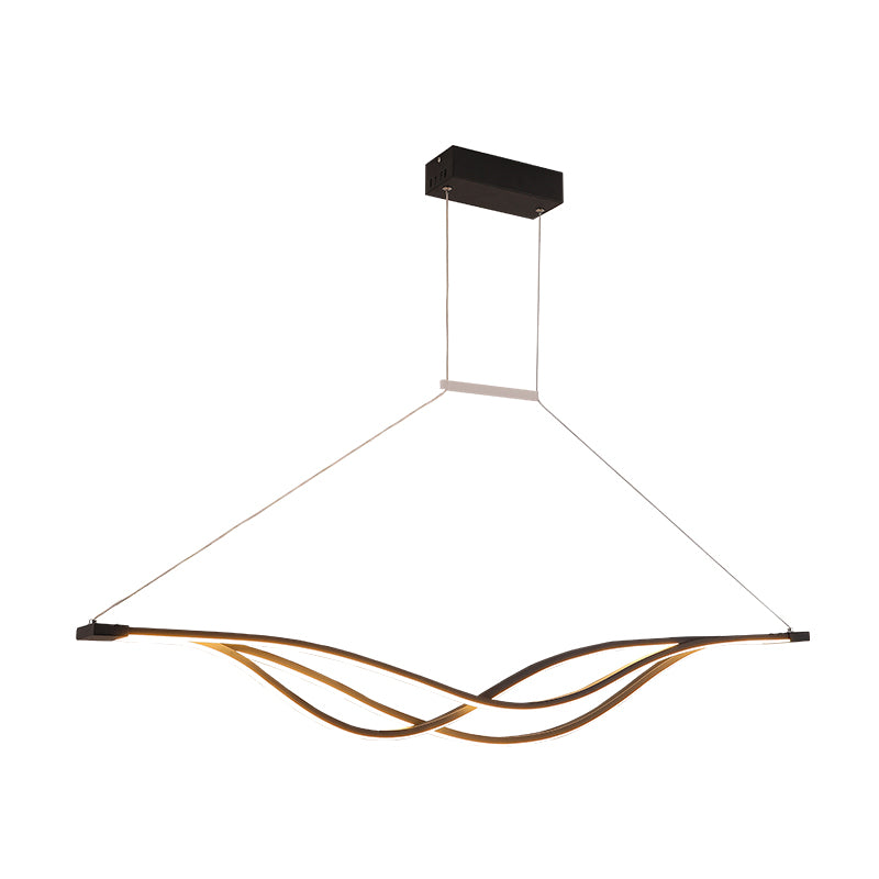 Metal Wave Shaped Island Light Fixture Minimalist LED Hanging Lamp for Dining Room Clearhalo 'Ceiling Lights' 'Island Lights' Lighting' 2293995