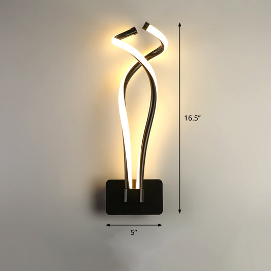 Twisting LED Wall Sconce Lighting Art Deco Metal Wall Mount Light Fixture for Bedroom Black Warm Clearhalo 'Cast Iron' 'Glass' 'Industrial' 'Modern wall lights' 'Modern' 'Tiffany' 'Traditional wall lights' 'Wall Lamps & Sconces' 'Wall Lights' Lighting' 2293998