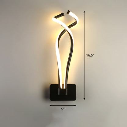 Twisting LED Wall Sconce Lighting Art Deco Metal Wall Mount Light Fixture for Bedroom Black Natural Clearhalo 'Cast Iron' 'Glass' 'Industrial' 'Modern wall lights' 'Modern' 'Tiffany' 'Traditional wall lights' 'Wall Lamps & Sconces' 'Wall Lights' Lighting' 2294002