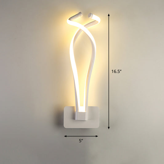 Twisting LED Wall Sconce Lighting Art Deco Metal Wall Mount Light Fixture for Bedroom White Natural Clearhalo 'Cast Iron' 'Glass' 'Industrial' 'Modern wall lights' 'Modern' 'Tiffany' 'Traditional wall lights' 'Wall Lamps & Sconces' 'Wall Lights' Lighting' 2294007