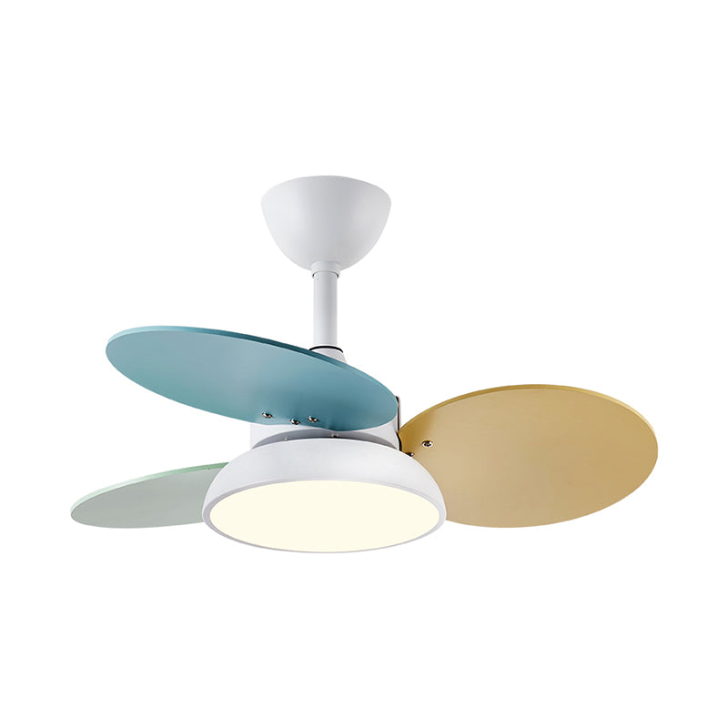 Round Kids Room Ceiling Fan Lamp Acrylic Macaron LED Semi Flush Mount Light Fixture Clearhalo 'Ceiling Fans with Lights' 'Ceiling Fans' 'Kids Ceiling Fans' 'Kids' Lighting' 2294135