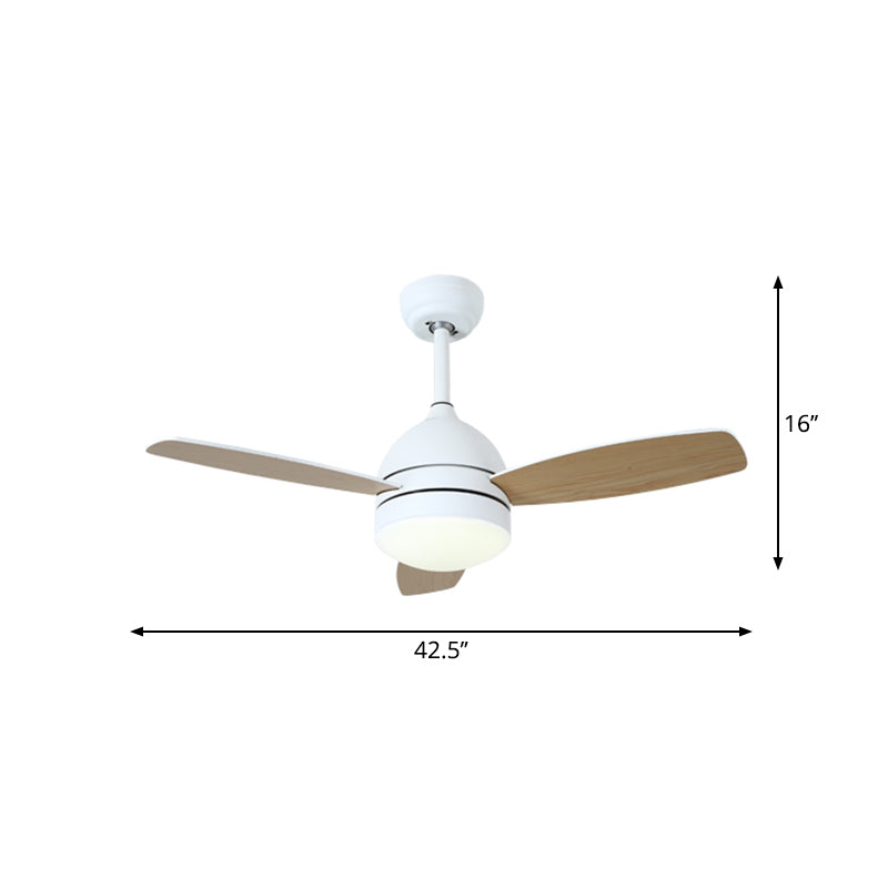 42.5" Wide Dome LED Pendant Fan Light Nordic Acrylic Bedroom Semi Mount Lighting, 3 Blades White Remote Clearhalo 'Ceiling Fans with Lights' 'Ceiling Fans' 'Kids Ceiling Fans' 'Kids' Lighting' 2294141