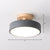 Corridor LED Ceiling Light Simplicity Wood Semi Flush Mount Lighting with Round Acrylic Shade Grey Clearhalo 'Ceiling Lights' 'Close To Ceiling Lights' 'Close to ceiling' 'Semi-flushmount' Lighting' 2294159