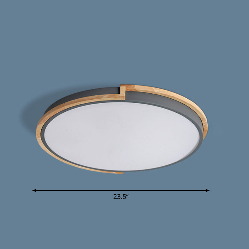 Nordic Disk LED Flush Ceiling Light Acrylic Bedroom Flush Mount Lamp with Wood Frame Clearhalo 'Ceiling Lights' 'Close To Ceiling Lights' 'Close to ceiling' 'Flush mount' Lighting' 2294174