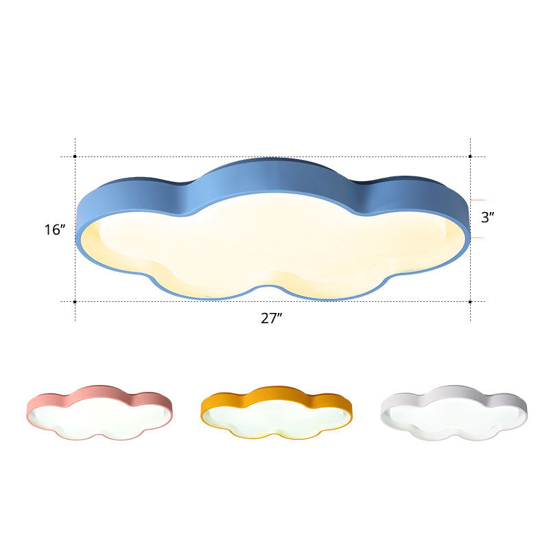 Acrylic Cloud Ceiling Mount Light Cartoon LED Blue Flush Mount Lighting for Living Room Blue 27" Third Gear Clearhalo 'Ceiling Lights' 'Close To Ceiling Lights' 'Close to ceiling' 'Flush mount' Lighting' 2294185