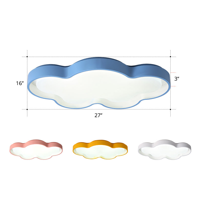Acrylic Cloud Ceiling Mount Light Cartoon LED Blue Flush Mount Lighting for Living Room Blue 27" White Clearhalo 'Ceiling Lights' 'Close To Ceiling Lights' 'Close to ceiling' 'Flush mount' Lighting' 2294186