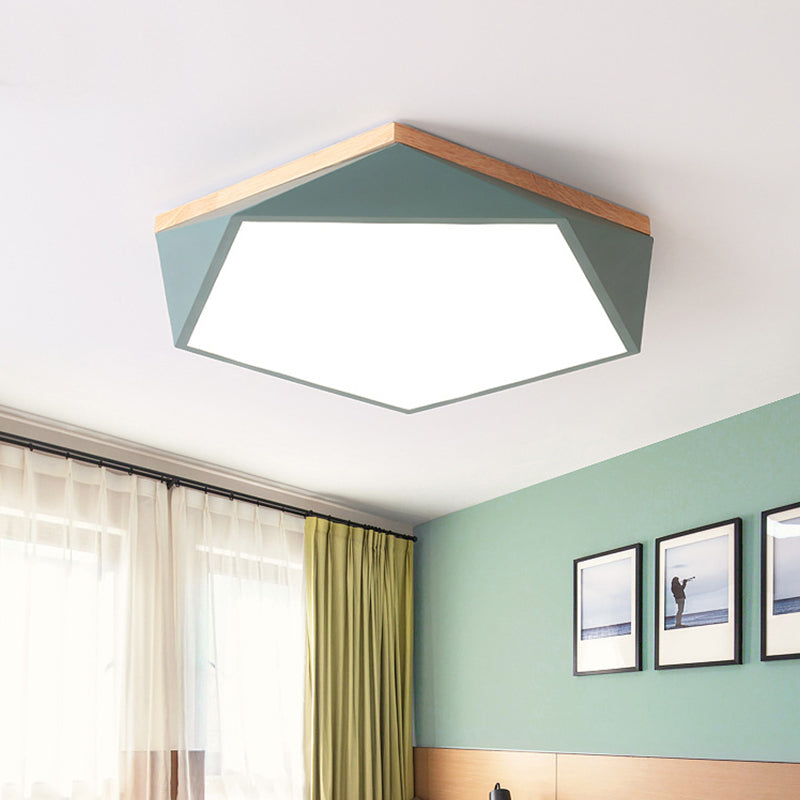 Geometric Bedroom Ceiling Mounted Light Acrylic Macaron LED Flush Mount Lighting with Wood Decoration Clearhalo 'Ceiling Lights' 'Close To Ceiling Lights' 'Close to ceiling' 'Flush mount' Lighting' 2294200