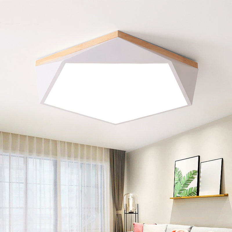 Geometric Bedroom Ceiling Mounted Light Acrylic Macaron LED Flush Mount Lighting with Wood Decoration Clearhalo 'Ceiling Lights' 'Close To Ceiling Lights' 'Close to ceiling' 'Flush mount' Lighting' 2294201