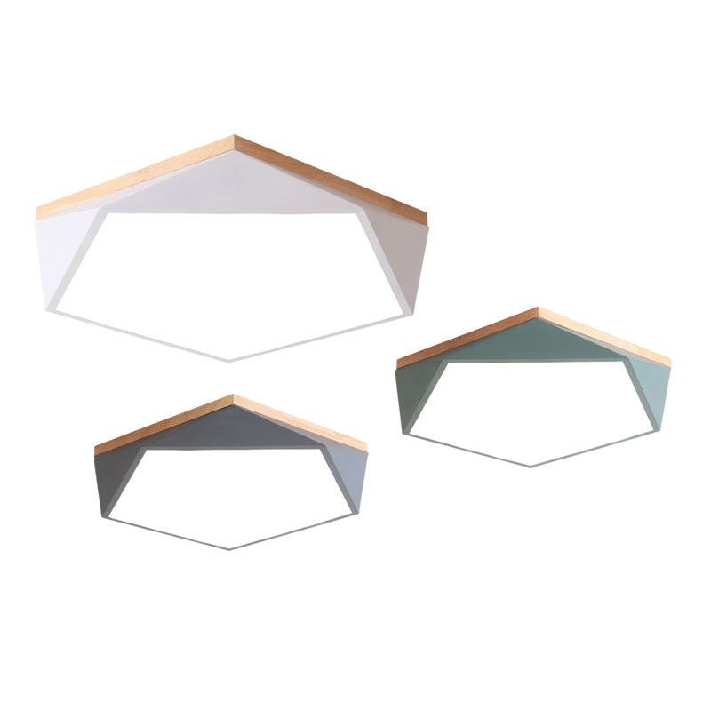 Geometric Bedroom Ceiling Mounted Light Acrylic Macaron LED Flush Mount Lighting with Wood Decoration Clearhalo 'Ceiling Lights' 'Close To Ceiling Lights' 'Close to ceiling' 'Flush mount' Lighting' 2294202