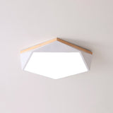 Geometric Bedroom Ceiling Mounted Light Acrylic Macaron LED Flush Mount Lighting with Wood Decoration White 16.5" Clearhalo 'Ceiling Lights' 'Close To Ceiling Lights' 'Close to ceiling' 'Flush mount' Lighting' 2294208