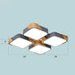 Rectangle LED Flushmount Ceiling Lamp Modern Metal Wood Flush Light for Living Room Grey Square Plate Clearhalo 'Ceiling Lights' 'Close To Ceiling Lights' 'Close to ceiling' 'Flush mount' Lighting' 2294214