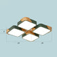 Rectangle LED Flushmount Ceiling Lamp Modern Metal Wood Flush Light for Living Room Green Square Plate Clearhalo 'Ceiling Lights' 'Close To Ceiling Lights' 'Close to ceiling' 'Flush mount' Lighting' 2294216