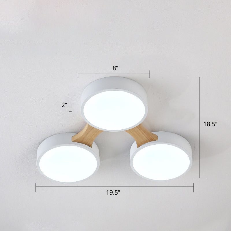 Macaron Creative Round Flush Lamp Acrylic Living Room LED Ceiling Mount Light Fixture 3 White Clearhalo 'Ceiling Lights' 'Close To Ceiling Lights' 'Close to ceiling' 'Flush mount' Lighting' 2294224