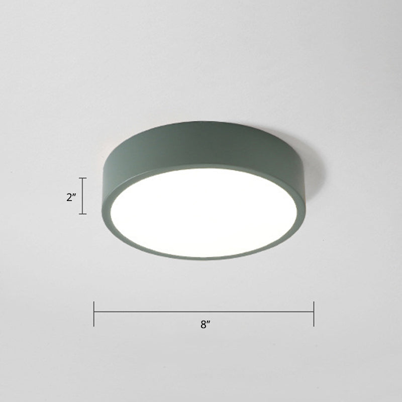 Macaron Creative Round Flush Lamp Acrylic Living Room LED Ceiling Mount Light Fixture 1 Green Clearhalo 'Ceiling Lights' 'Close To Ceiling Lights' 'Close to ceiling' 'Flush mount' Lighting' 2294227