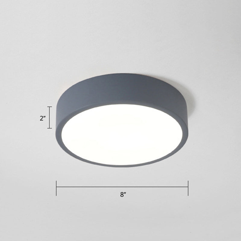 Macaron Creative Round Flush Lamp Acrylic Living Room LED Ceiling Mount Light Fixture 1 Grey Clearhalo 'Ceiling Lights' 'Close To Ceiling Lights' 'Close to ceiling' 'Flush mount' Lighting' 2294228