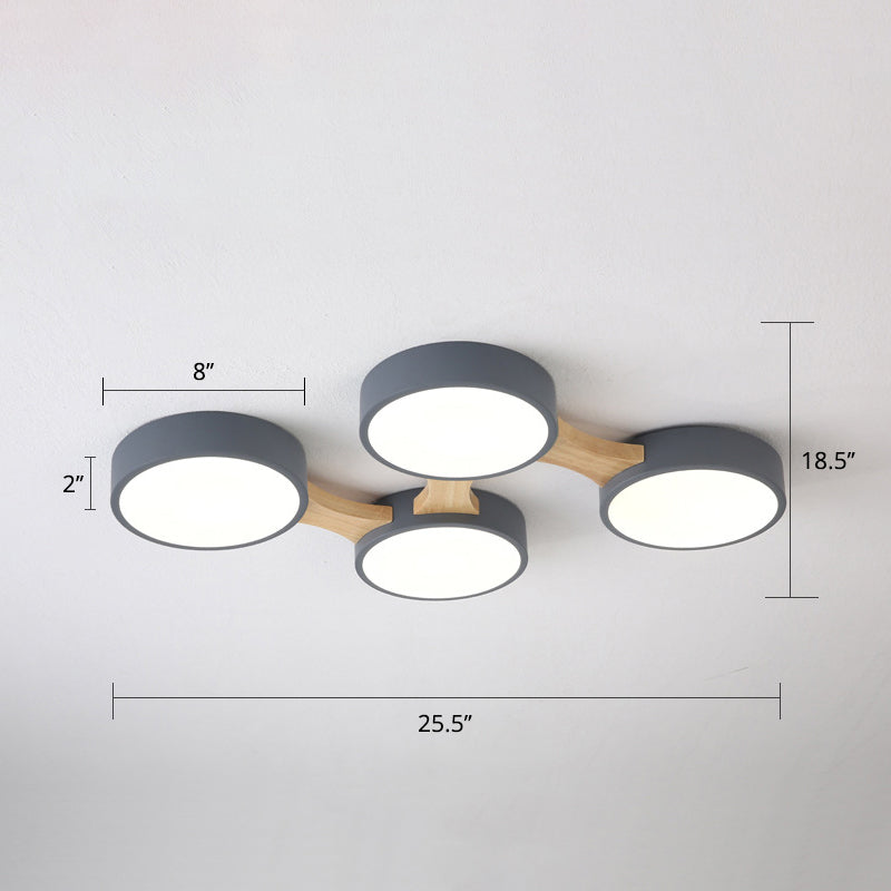 Macaron Creative Round Flush Lamp Acrylic Living Room LED Ceiling Mount Light Fixture 4 Grey Clearhalo 'Ceiling Lights' 'Close To Ceiling Lights' 'Close to ceiling' 'Flush mount' Lighting' 2294229