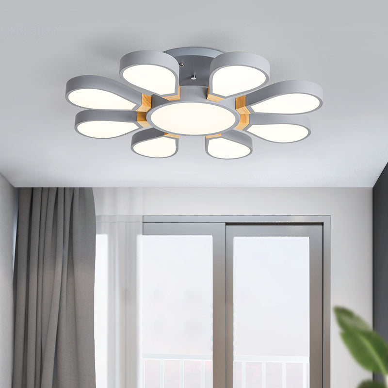 Living Room LED Ceiling Lamp Nordic Style Semi Flush Mount Light with Petal Acrylic Shade Clearhalo 'Ceiling Lights' 'Close To Ceiling Lights' 'Close to ceiling' 'Semi-flushmount' Lighting' 2294232