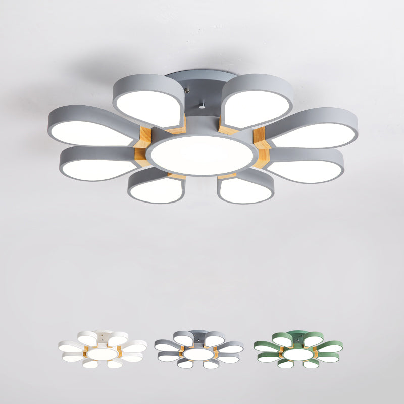 Living Room LED Ceiling Lamp Nordic Style Semi Flush Mount Light with Petal Acrylic Shade Clearhalo 'Ceiling Lights' 'Close To Ceiling Lights' 'Close to ceiling' 'Semi-flushmount' Lighting' 2294235