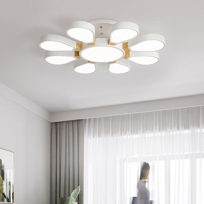 Living Room LED Ceiling Lamp Nordic Style Semi Flush Mount Light with Petal Acrylic Shade Clearhalo 'Ceiling Lights' 'Close To Ceiling Lights' 'Close to ceiling' 'Semi-flushmount' Lighting' 2294236