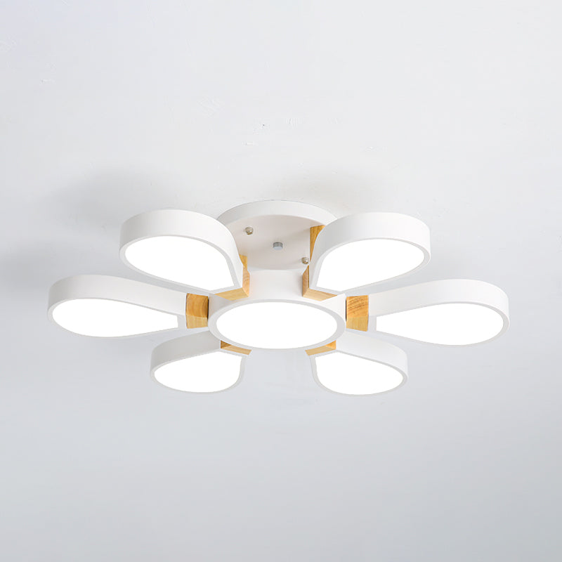 Living Room LED Ceiling Lamp Nordic Style Semi Flush Mount Light with Petal Acrylic Shade 6 White Third Gear Clearhalo 'Ceiling Lights' 'Close To Ceiling Lights' 'Close to ceiling' 'Semi-flushmount' Lighting' 2294242