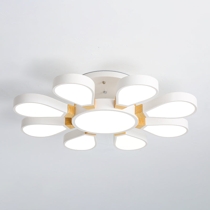 Living Room LED Ceiling Lamp Nordic Style Semi Flush Mount Light with Petal Acrylic Shade 8 White Third Gear Clearhalo 'Ceiling Lights' 'Close To Ceiling Lights' 'Close to ceiling' 'Semi-flushmount' Lighting' 2294244