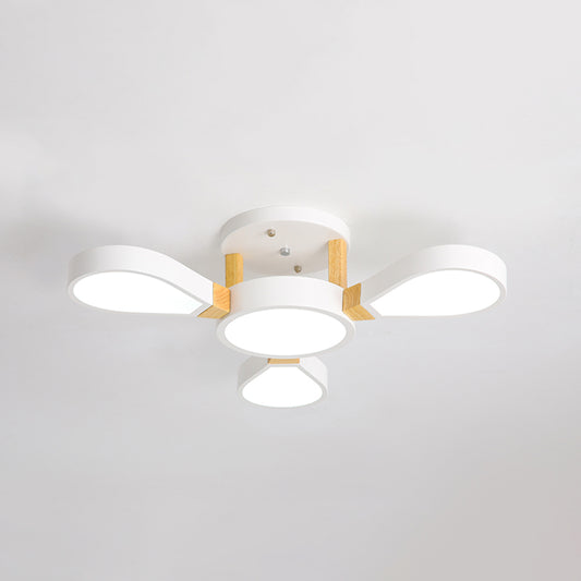 Living Room LED Ceiling Lamp Nordic Style Semi Flush Mount Light with Petal Acrylic Shade 3 White Third Gear Clearhalo 'Ceiling Lights' 'Close To Ceiling Lights' 'Close to ceiling' 'Semi-flushmount' Lighting' 2294246
