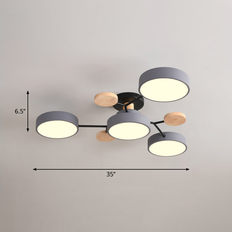 Tree Branch-Like Metal Flush Light Nordic LED Close to Ceiling Light for Bedroom 4 Grey Third Gear Clearhalo 'Ceiling Lights' 'Close To Ceiling Lights' 'Close to ceiling' 'Semi-flushmount' Lighting' 2294256