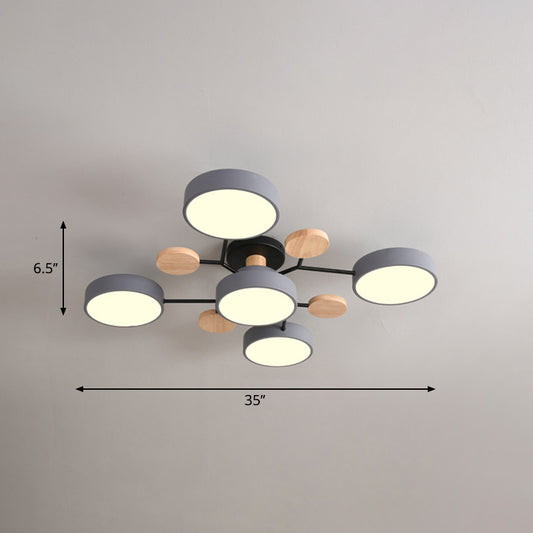 Tree Branch-Like Metal Flush Light Nordic LED Close to Ceiling Light for Bedroom 5 Grey Third Gear Clearhalo 'Ceiling Lights' 'Close To Ceiling Lights' 'Close to ceiling' 'Semi-flushmount' Lighting' 2294260